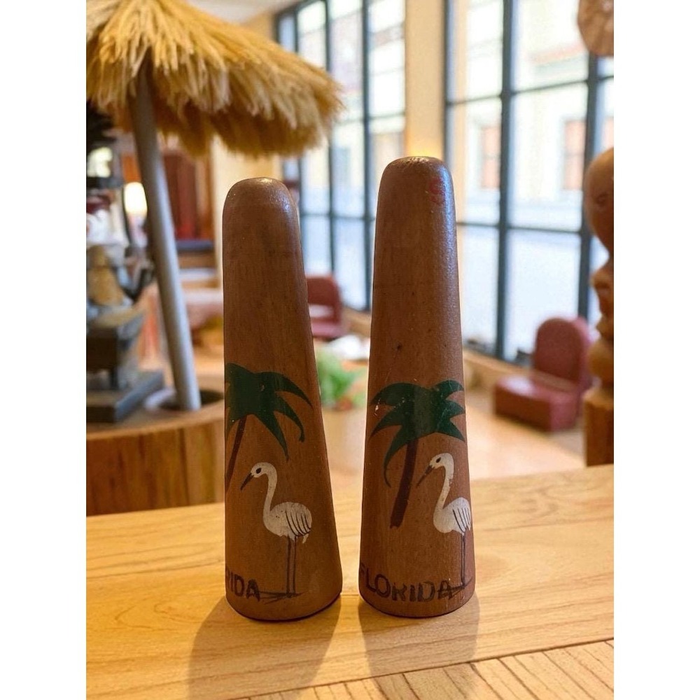 Mid Century Florida Wooden Salt and Pepper Shakers